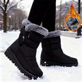 Women Winter Snow Boots Warm Fur Lined Outdoor Hiking Shoes Solid Color